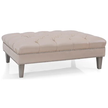 Transitional Customizable Ottoman with Tufted Top